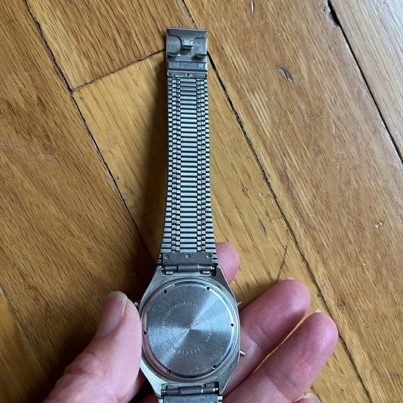 Vintage Omni Quartz digital stainless steel silver watch 80s 70s 90s silvertone